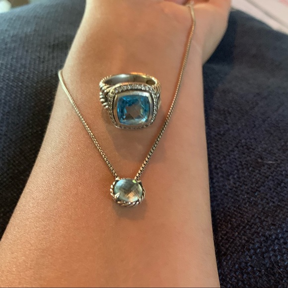 COPY - David Yurman Blue Topaz ring and necklace set